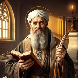 A beautiful portrait of Saint Efram the Syrian, depicted as a wise and kind teacher and priest