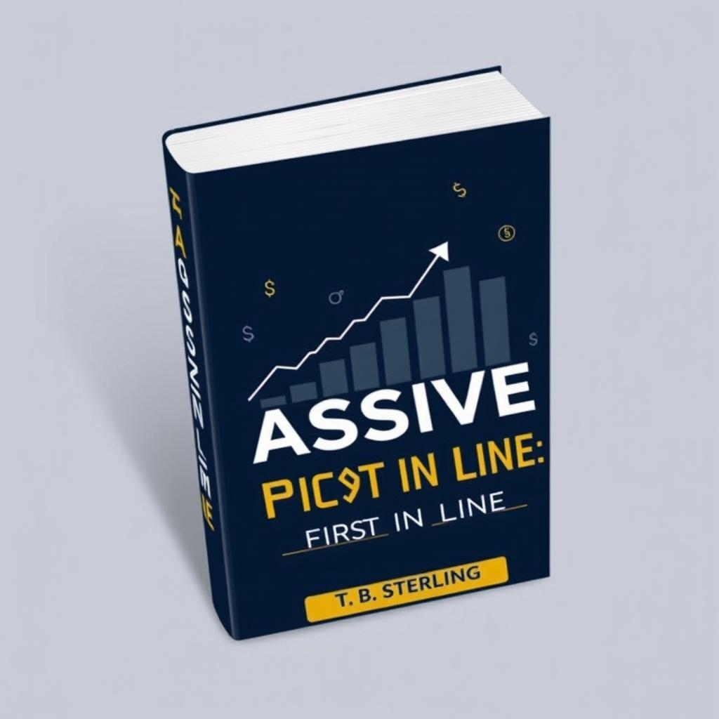A modern and professional book cover design for 'Passive Income: Be First in Line' by T