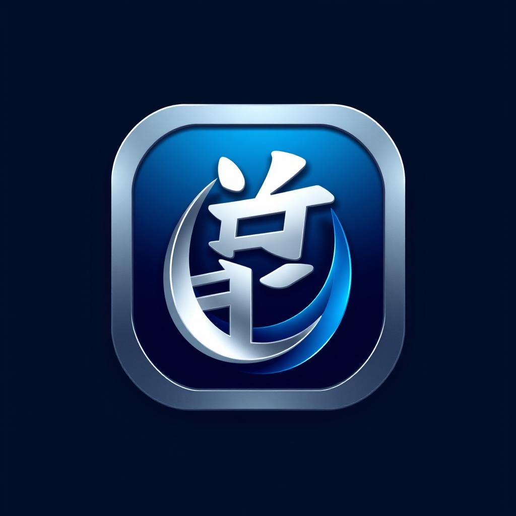 An artistic interpretation of the logo for a fictional company named 'آژام', featuring modern design elements, a combination of sleek geometric shapes and flowing curves, with a color palette that includes deep blue and silver tones