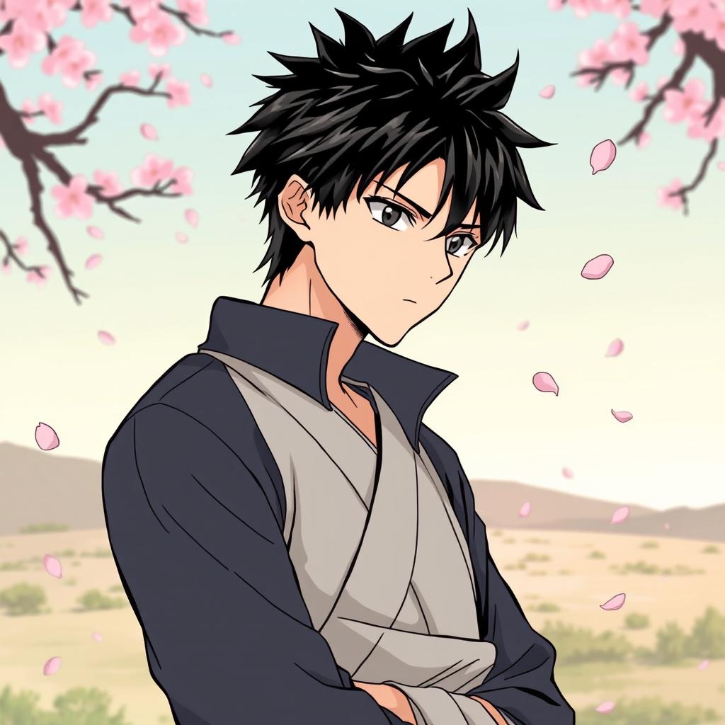 A manga style illustration of Murata from Demon Slayer, depicted with a thoughtful expression
