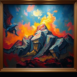 A realistic representation of the painting, featuring vibrant colors and detailed textures that capture the essence of the original artwork