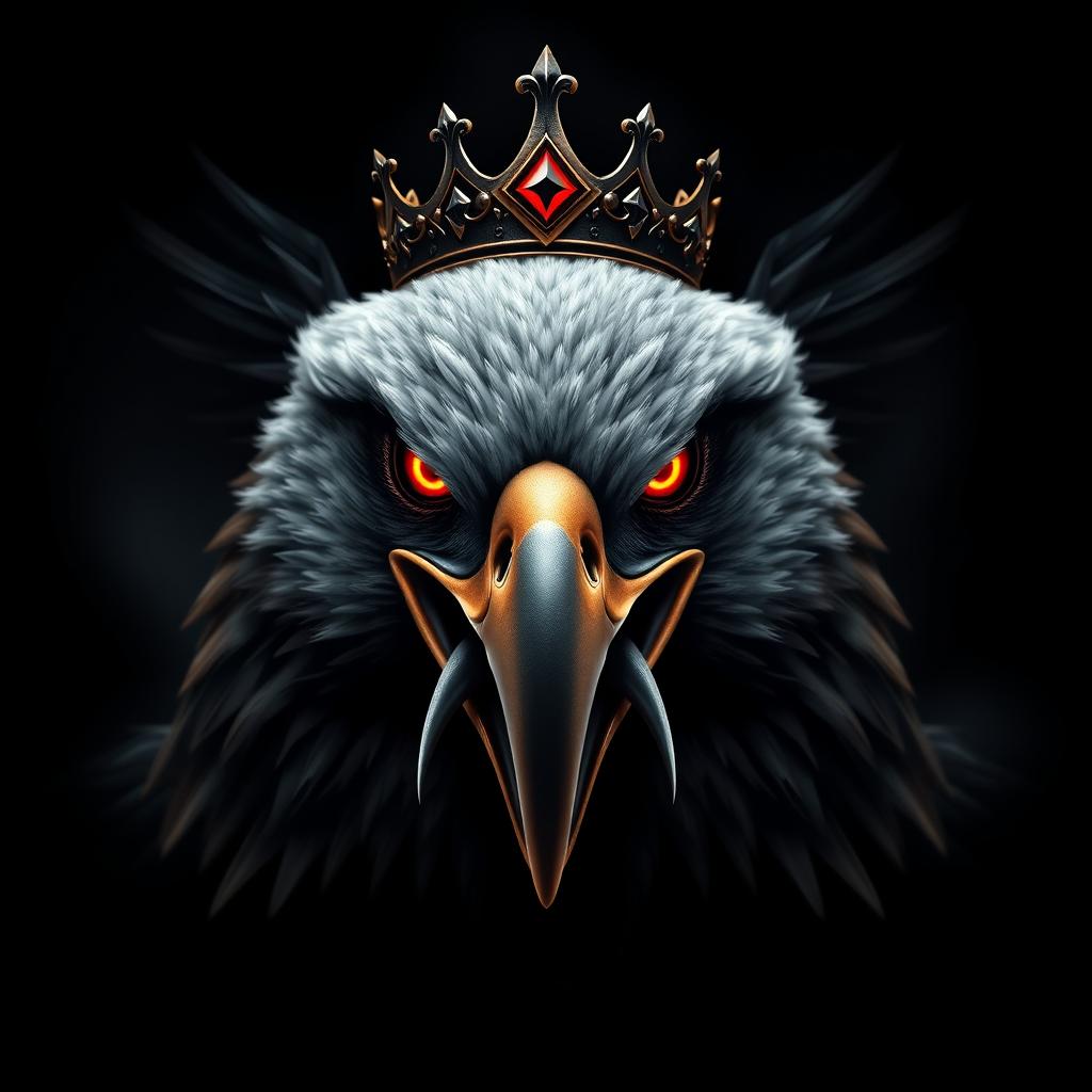 An image for a YouTube channel profile featuring a majestic eagle with fiery red eyes, adorned with a crown on its head