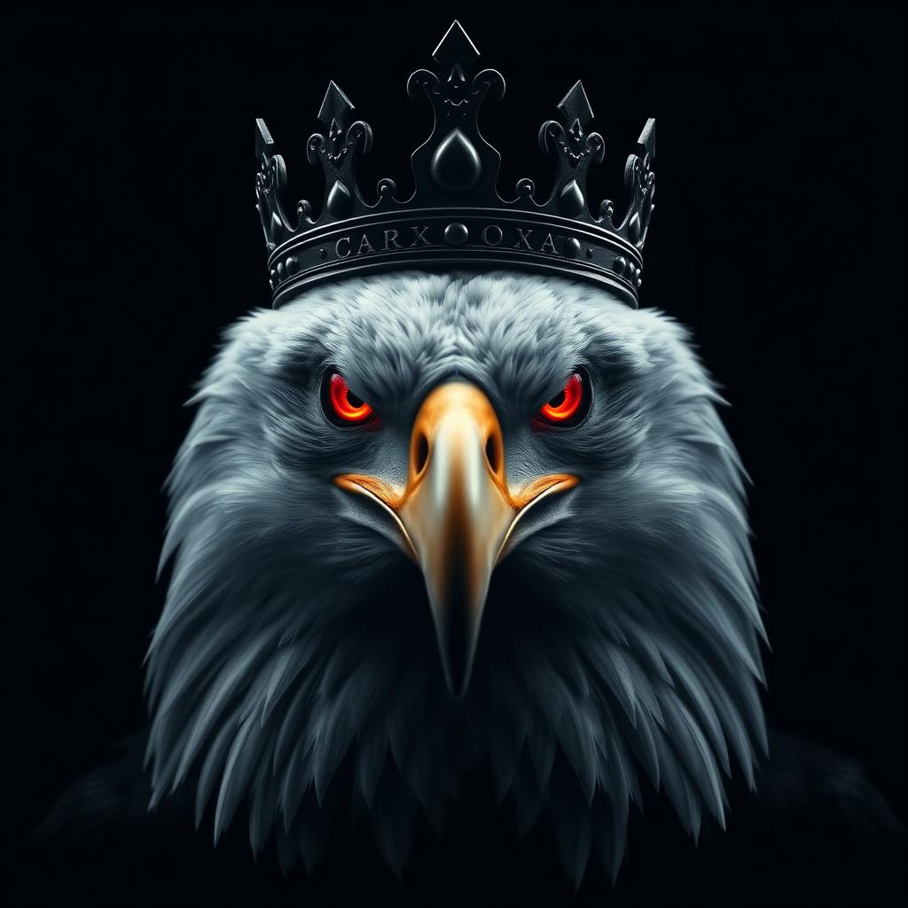 A striking YouTube channel profile picture featuring a majestic eagle with stunning, fiery red eyes