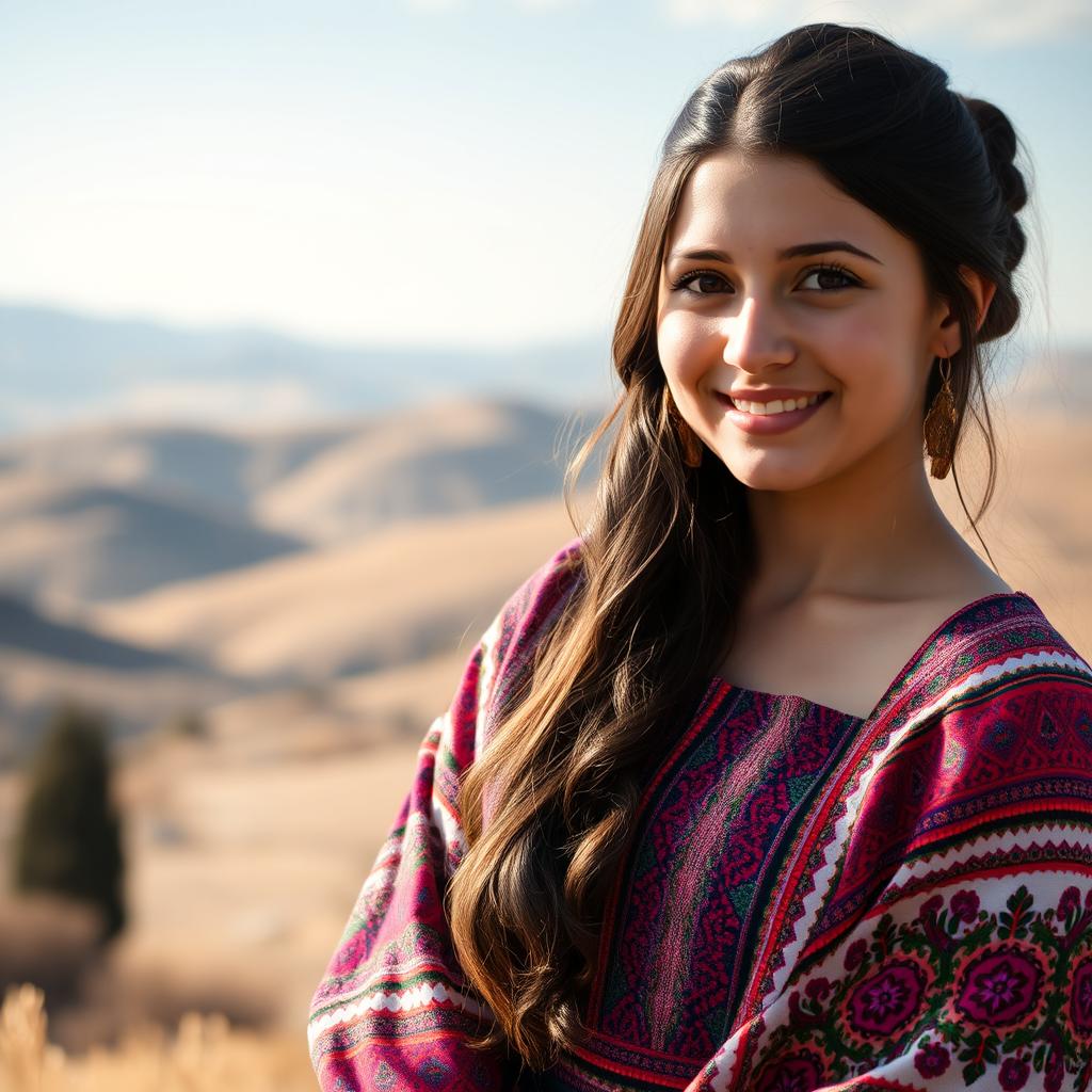 A portrait of an 18-year-old Armenian girl, showcasing her traditional attire