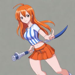 A high-quality digital art image featuring Nami, a character from the One Piece anime series