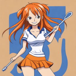 A high-quality digital art image featuring Nami, a character from the One Piece anime series