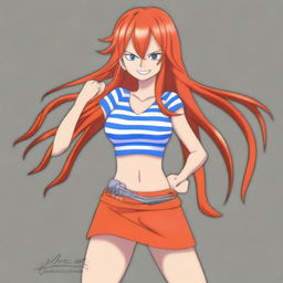 A high-quality digital art image featuring Nami, a character from the One Piece anime series