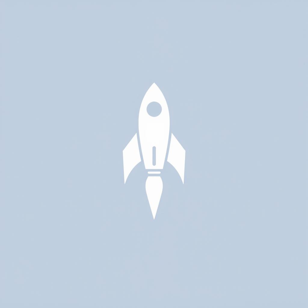 A simple and minimalistic icon of a rocket, designed with clean lines and a modern aesthetic