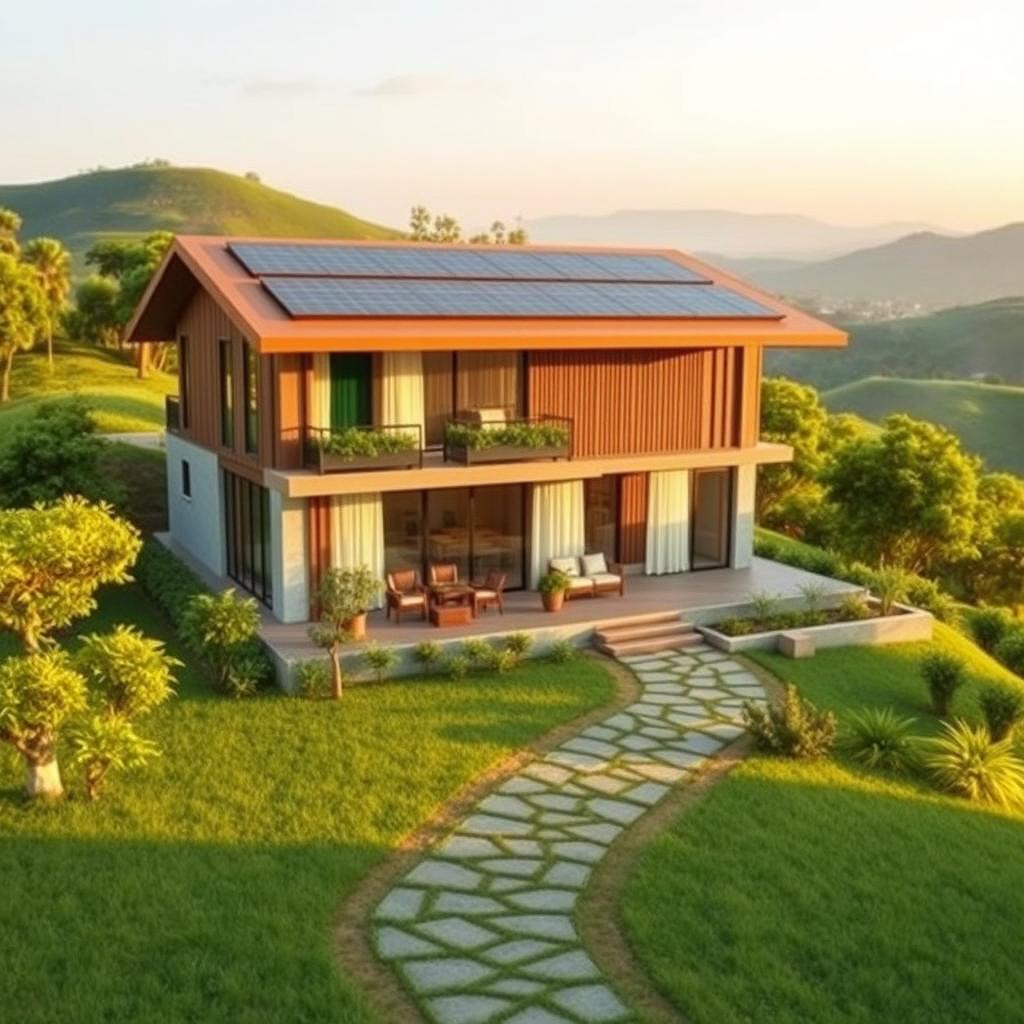 A unique design of a family home showcasing a modern, sustainable architecture tailored for the hilly regions of Bangladesh