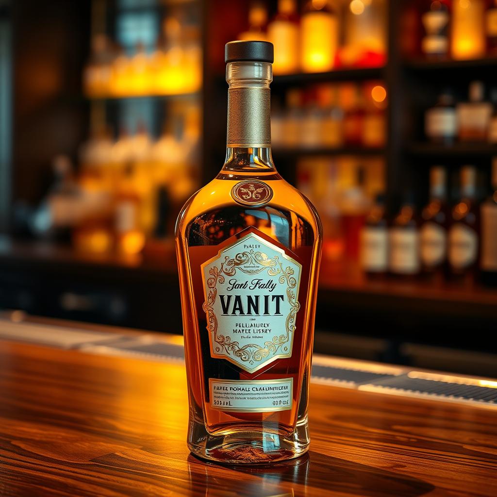 A beautifully designed bottle of yellow liquor, elegantly shaped and featuring a rich amber-yellow hue
