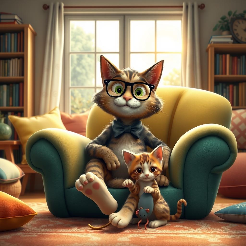 A whimsical scene depicting Mr