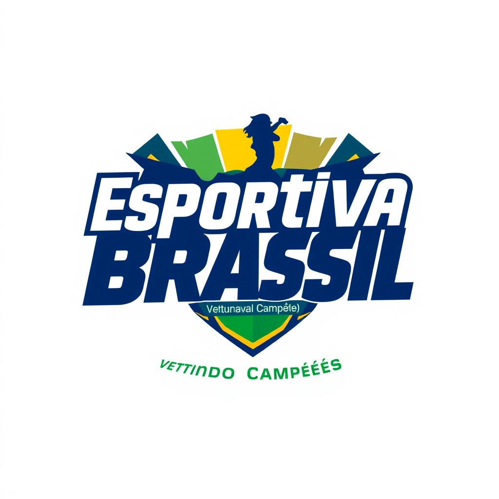 A modern logo design for a sports brand named 'Esportiva Brasil' featuring the slogan 'Vestindo Campeões'