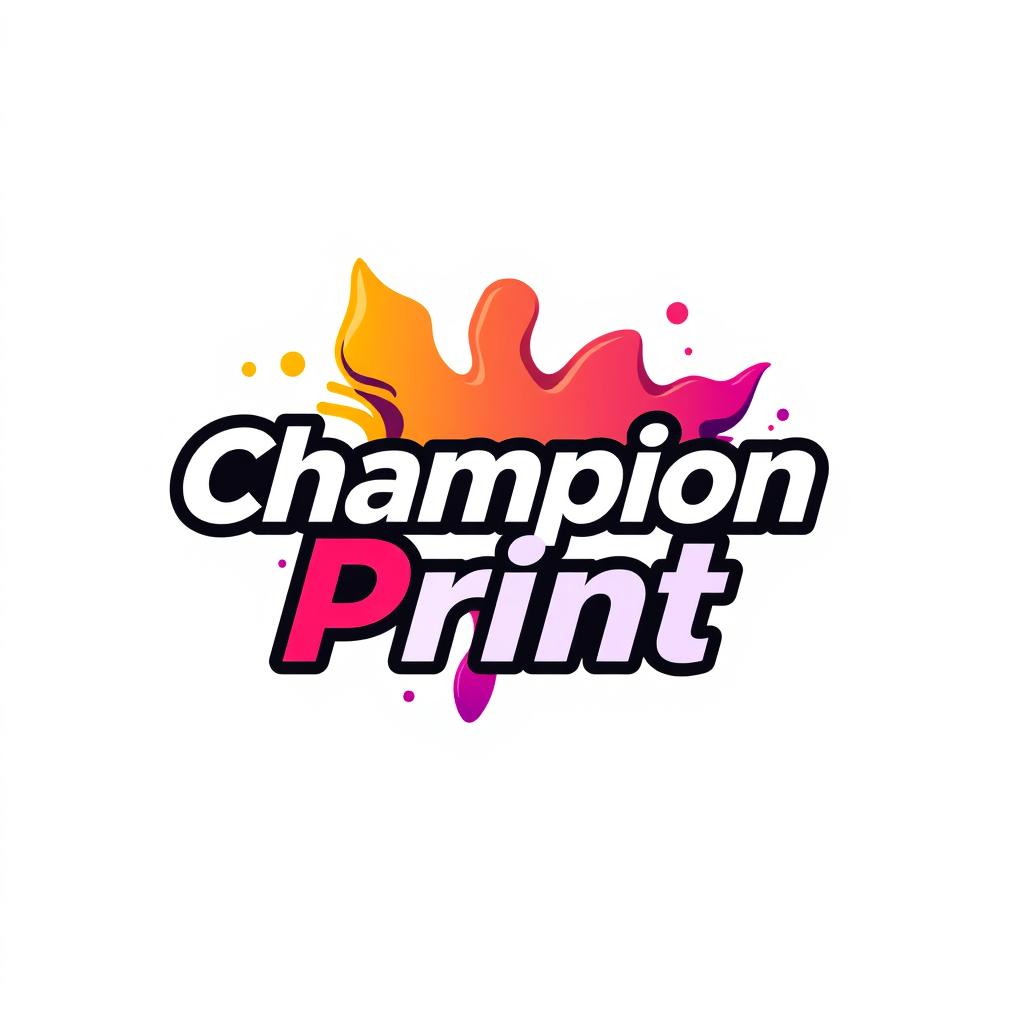 A modern and dynamic logo design for the brand name 'ChampionPrint'