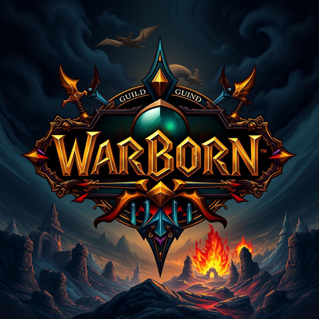A striking logo design inspired by the World of Warcraft theme, featuring a fierce, mythical aesthetic