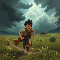 A worried young man named Pirooz is running from the vast Hiran plain towards his home