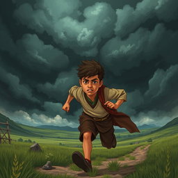 A worried young man named Pirooz is running from the vast Hiran plain towards his home