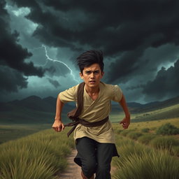 A worried young man named Pirooz is running from the vast Hiran plain towards his home