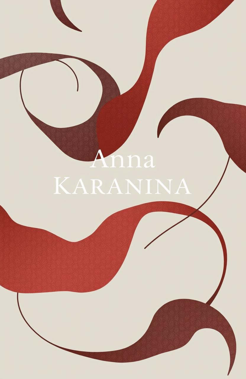 A nonfigurative cover design for 'Anna Karenina', featuring abstract shapes and muted colors that evoke the themes of love, tragedy, and societal expectations found in the novel