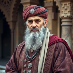 Pirooz, a middle-aged Iranian man, dressed in traditional ancient Iranian attire