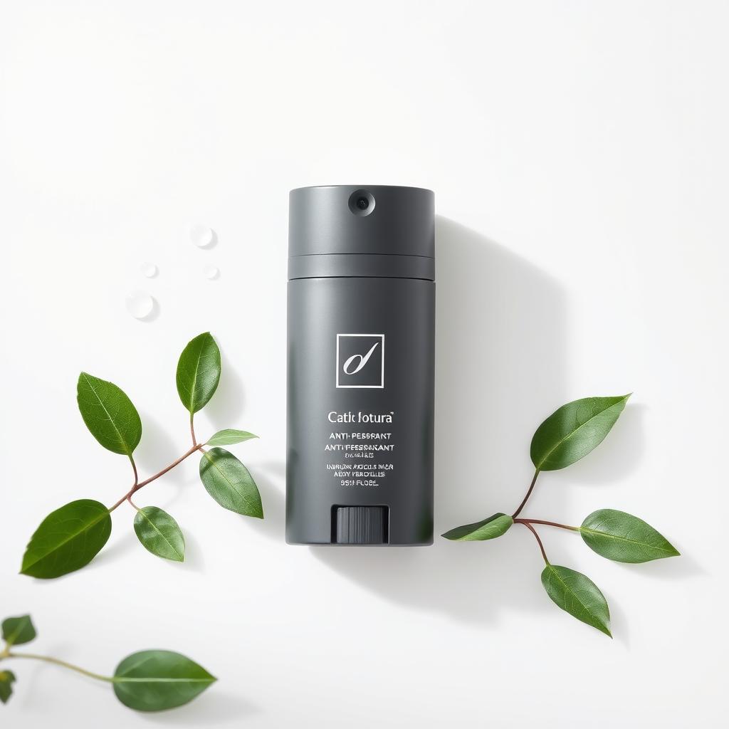 A sleek, modern anti-perspirant product, showcased on a clean, white background