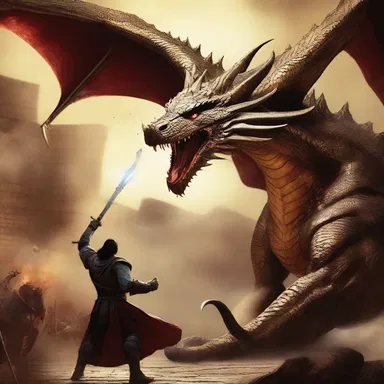 The epic battle between the hero and the dragon took place in an amphitheatrical arena.