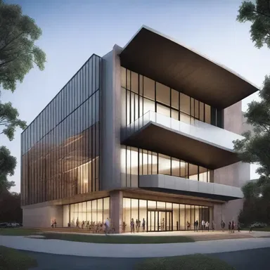 The new theater building features a modern and amphitheatrical design.