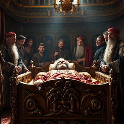 A dramatic scene portraying the moment of the passing of Pirooz, a legendary Iranian wrestler, at the age of 70