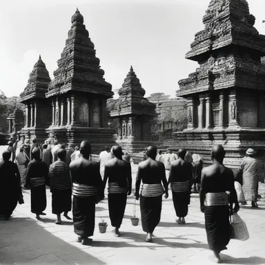 The religious ceremony included a procession around the amphitheatrical temple dedicated to the gods.