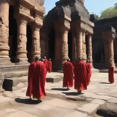 The religious ceremony included a procession around the amphitheatrical temple dedicated to the gods.