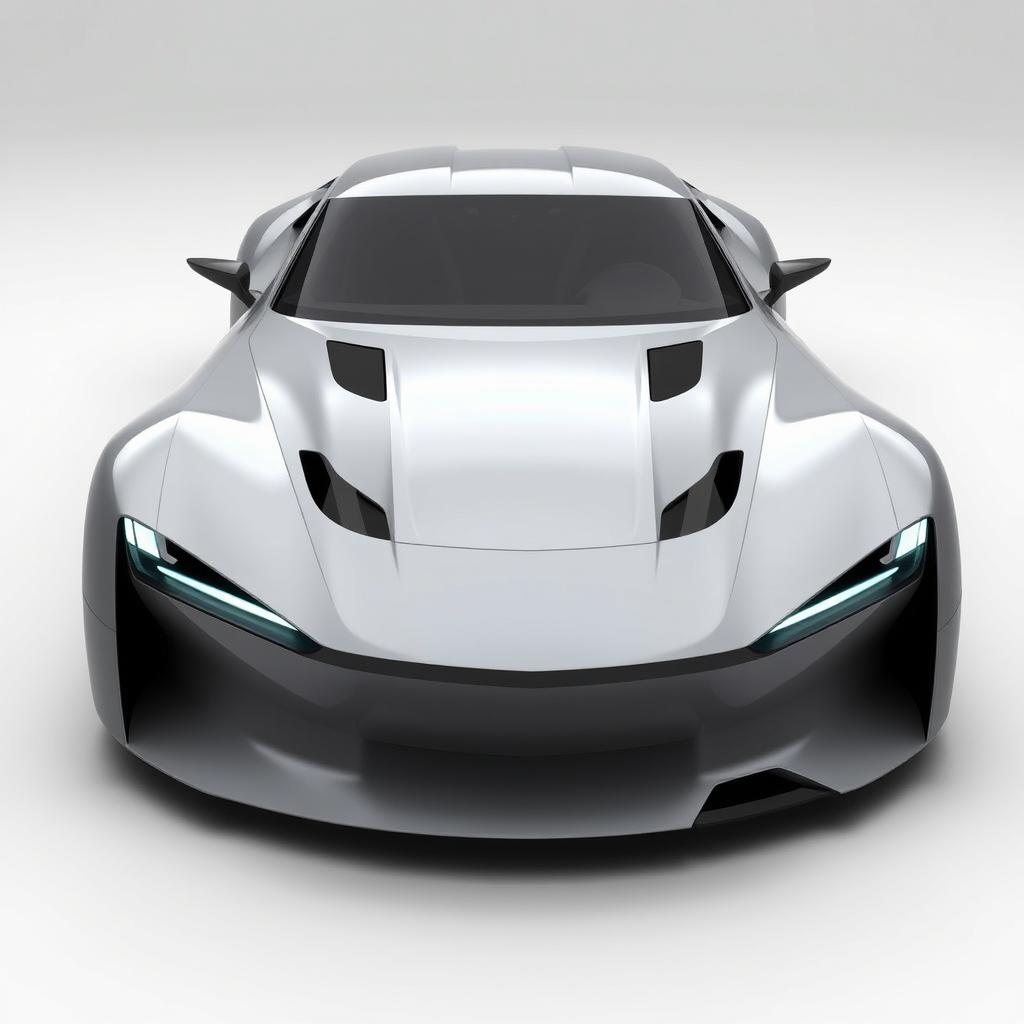 A 3D model of a futuristic sports car inspired by the Mazda RX7 FD, featuring sleek lines, an aerodynamic design, and advanced technology enhancements