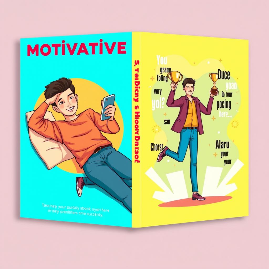 A bright, eye-catching motivational book cover design featuring a vibrant color palette
