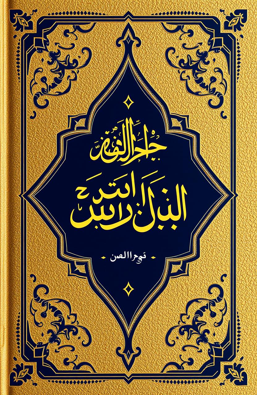 A book cover design with intricate Arabic calligraphy and Islamic geometric patterns