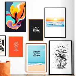 A stunning array of wall art posters displaying a variety of artistic styles
