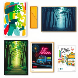 An eclectic assortment of wall art posters that cater to various tastes and aesthetics