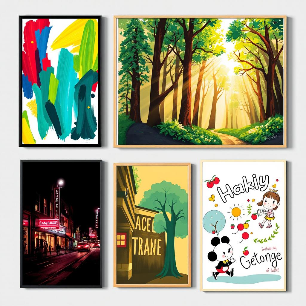 An eclectic assortment of wall art posters that cater to various tastes and aesthetics