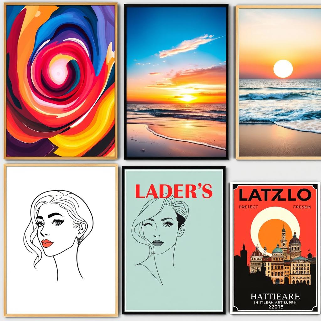 A diverse collection of wall art posters designed to enrich various living spaces