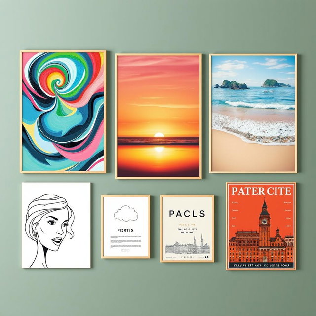 A diverse collection of wall art posters designed to enrich various living spaces