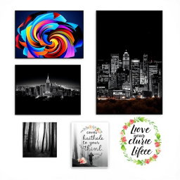 A diverse set of wall art posters designed to enhance home or office interiors