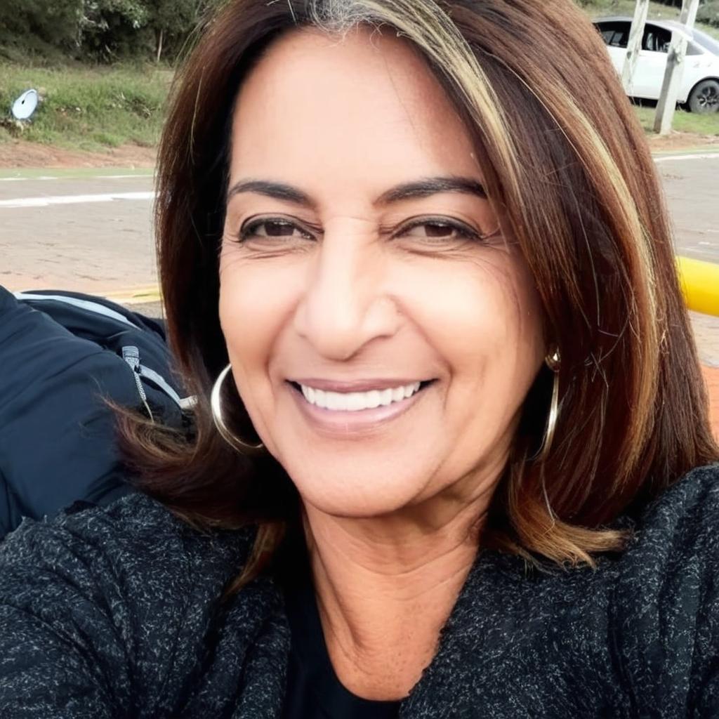 Snap of Joy: A Smiling Brunette Beauty
