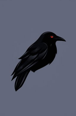 A sleek, modern logo featuring a stylized black raven with striking red eyes