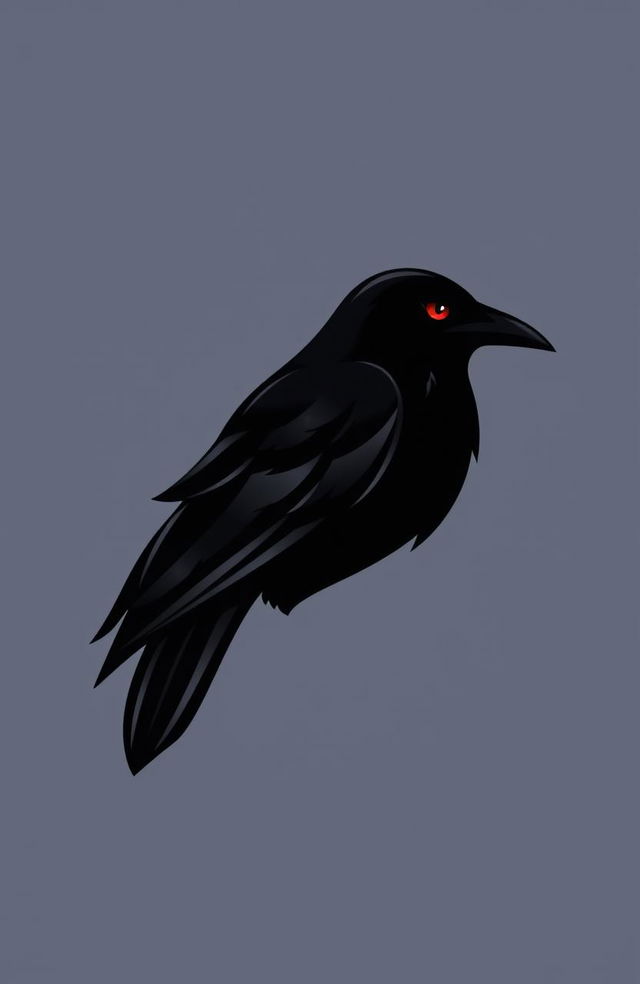 A sleek, modern logo featuring a stylized black raven with striking red eyes