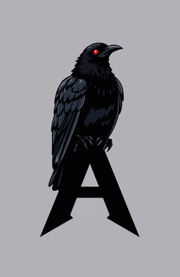 A striking logo featuring a black crow with glowing red eyes perched prominently on the letter 'A'