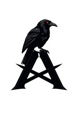 A striking logo featuring a black crow with glowing red eyes perched prominently on the letter 'A'