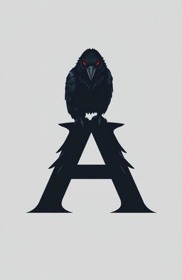 A striking logo featuring a black raven with glowing red eyes perched on top of the letter 'A'