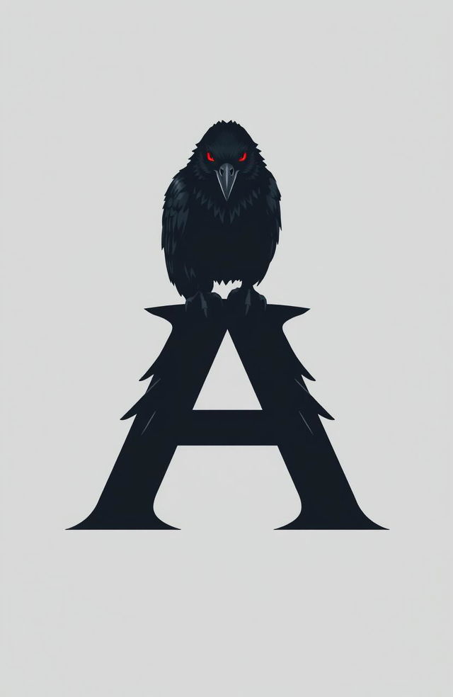 A striking logo featuring a black raven with glowing red eyes perched on top of the letter 'A'