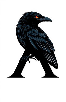 A striking logo featuring a black raven with glowing red eyes perched on top of the letter 'A'