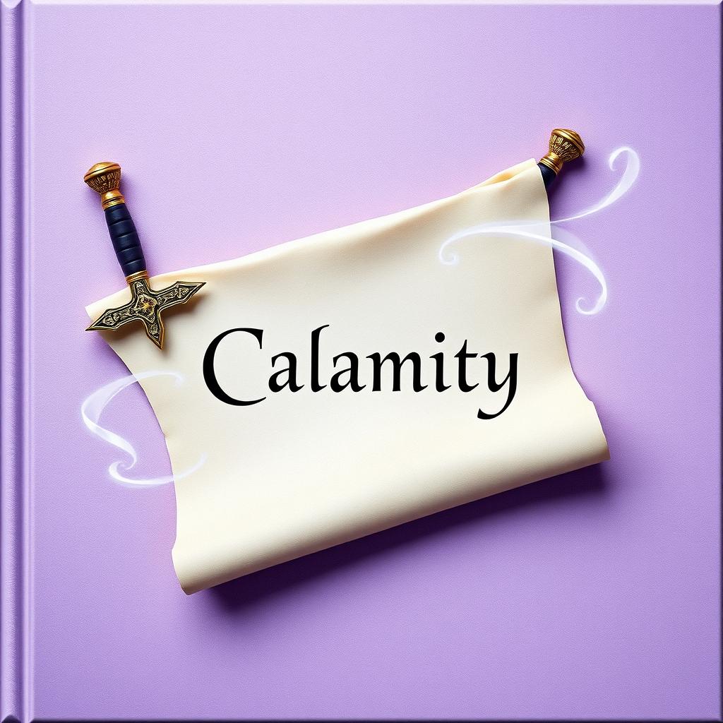 A fantasy book cover titled "Calamity", featuring a light purple color scheme that evokes a sense of mystery and magic