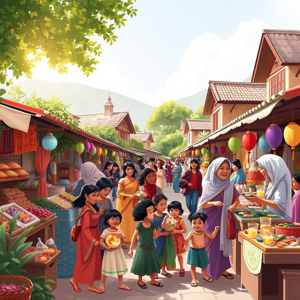 An eye-catching cover illustration for a profile book showcasing a culturally rich region that is welcoming to women and children