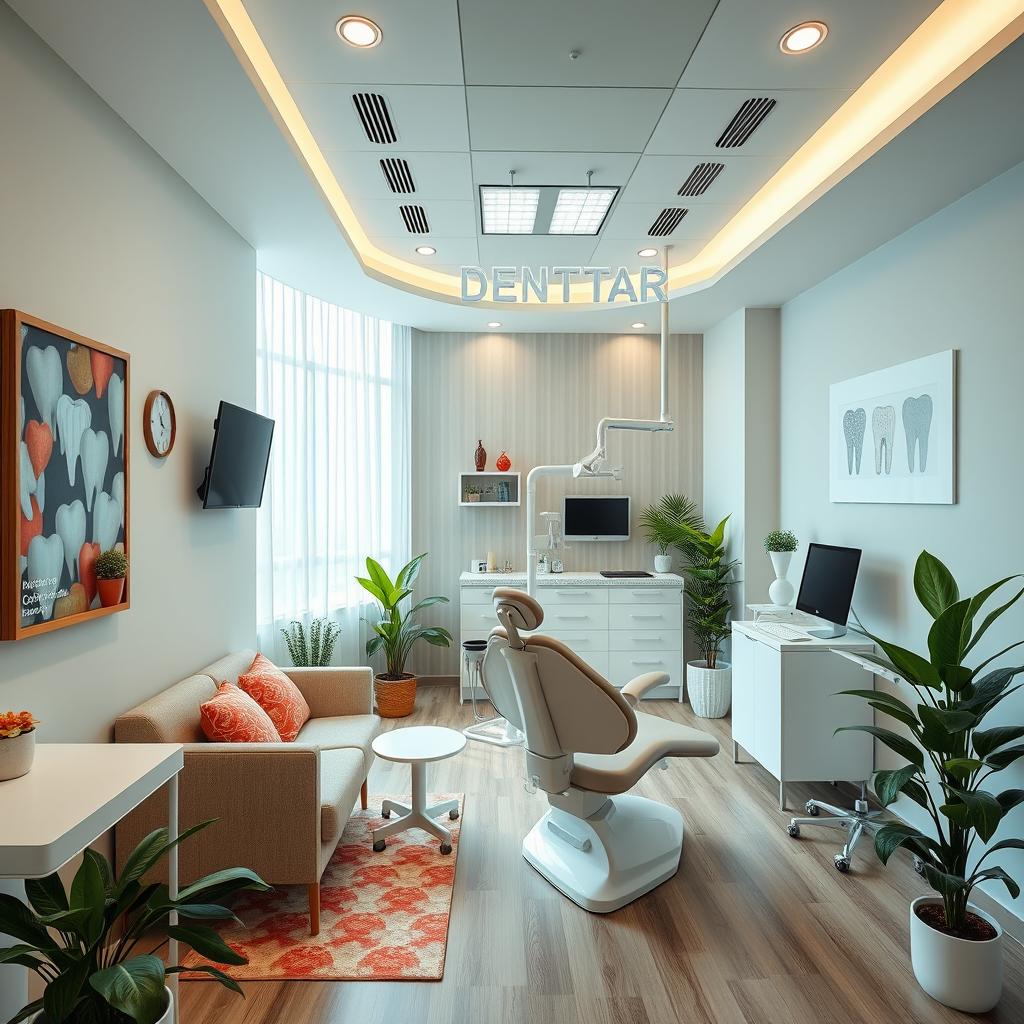 An elegant and modern dental clinic that showcases a comfortable environment for a dentist