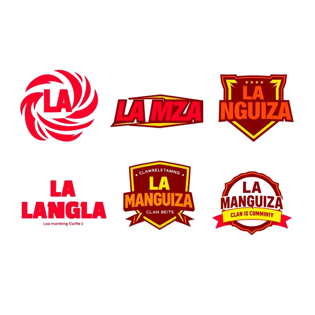 A collection of unique clan logos featuring the text 'LA MANGUIZA'